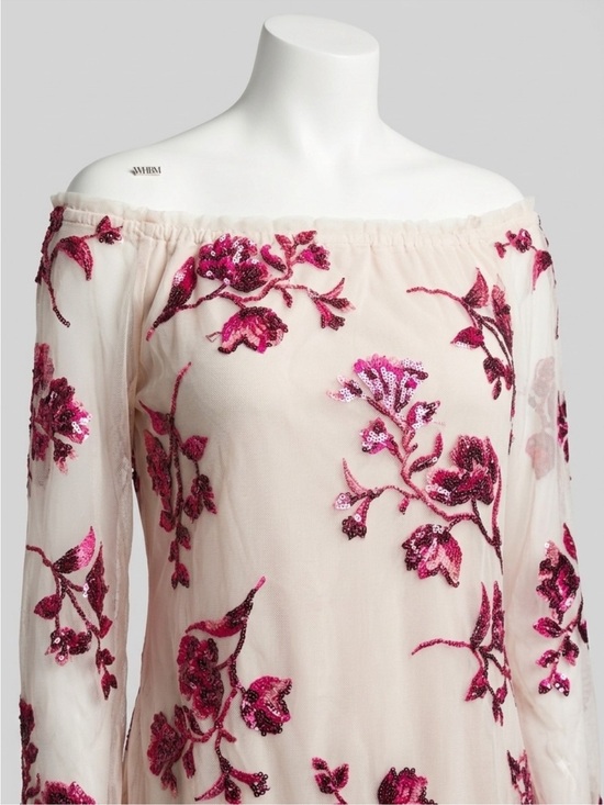 White House Black Market Tops - White House Black Market Off-The-Shoulder Floral Mesh
Sequin Top
